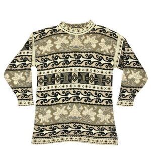Adina Southwestern Sweater Womens M Brown Mock Neck Vintage Bohemian Pull Over